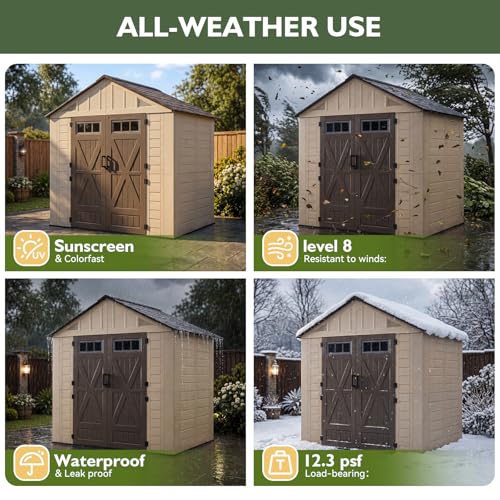 8x6 Ft Outdoor Storage Shed with Lighe & Floor (8x6)