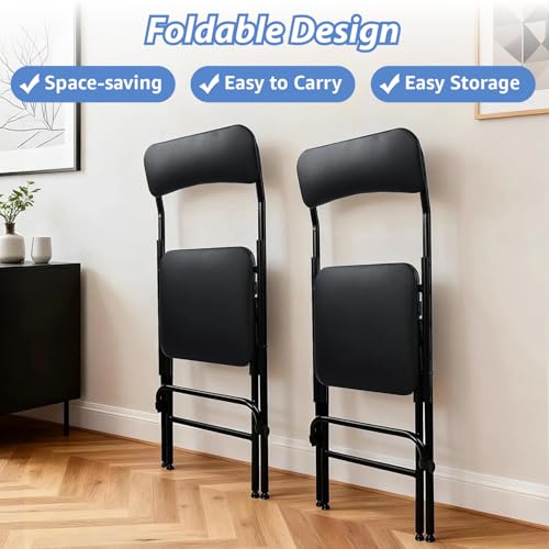 Home Seat High 25" Folding Bar Stool with Backrest Leather Padded oldable Stool Chair for Gardening Kitchen Shop Cafe