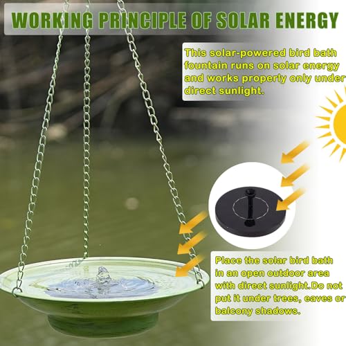30" H*12.4" W Solar Fountain Hanging Bird Bath (Multicolor-b)