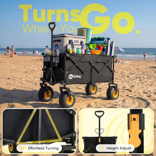Heavy Duty Beach Wagon with 9" Big Sand (Black)