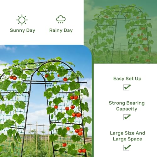 86" Tall Metal Garden Arch Trellis for Climbing Plants (87" H / Green)