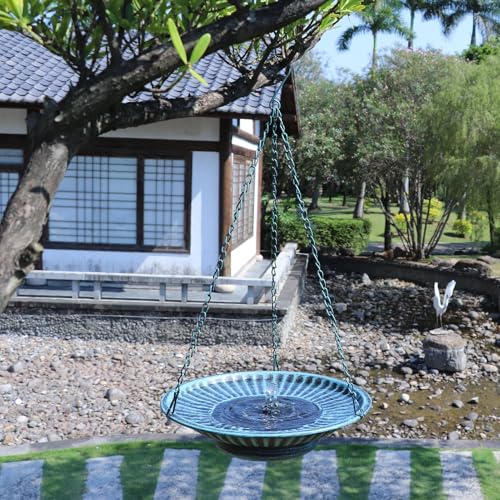 12" Hanging Solar Bird Bath (B-blue and Black)