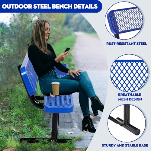 6Ft Outdoor Bench with Blue Portable Frame