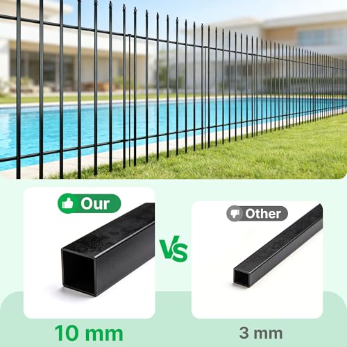 42" H x 12.5Ft Metal Garden Fence (Black / 42″ H x 12.5 ft (5 Panels))