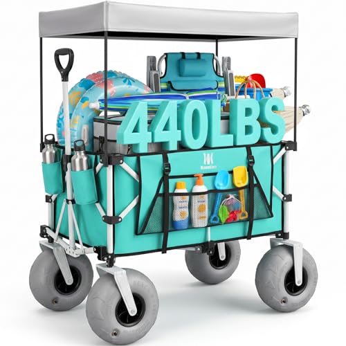 Beach Wagon with Big Balloon Wheels for Sand (Light Blue / 200L)