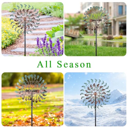 360° Large Wind Spinner Outdoor Vintage Metal Windmill for Yard (19inch(Verdigris))