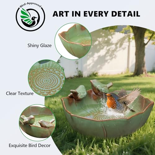 Ceramic Bird Bath for Outdoors