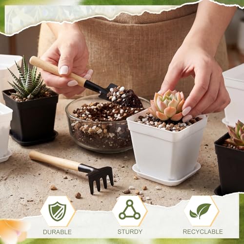 100 Pcs 4 Inch Small Plants Pot Bulk Flower Pots (Black and White)