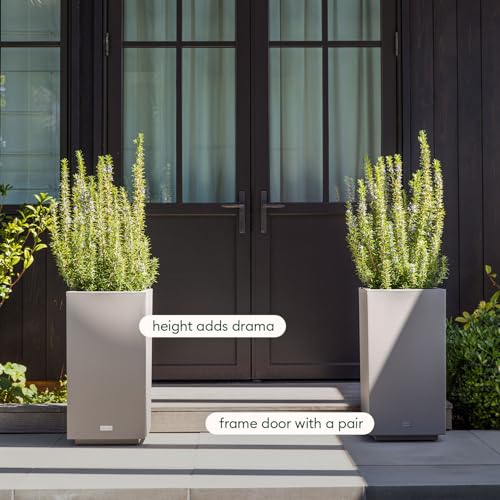 Block Series Pedestal Planter (Gray / 26"H x 13.5"W)