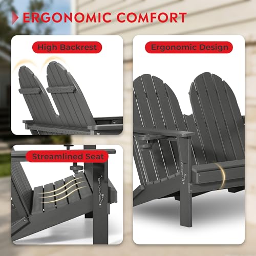 Outdoor Patio HDPE Adirondack Garden Skinny Bench (Grey / 49.5IN)