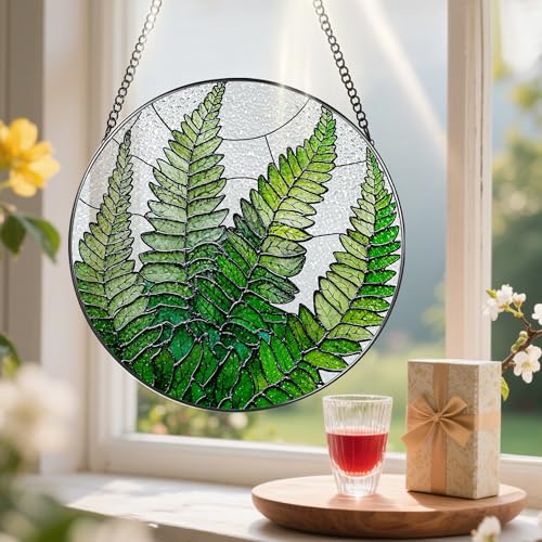 8 Inch Stained Glass Ornament (Fern Plant)