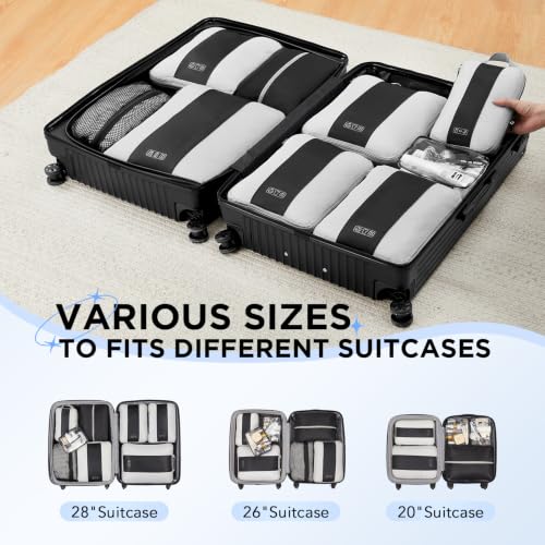 11 Set Compression Packing Cubes for Travel Essentials (Black)
