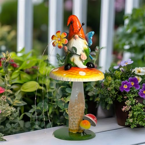 Solar Garden Gnome Figurine (16.5 INCH / Orange&green&yellow)