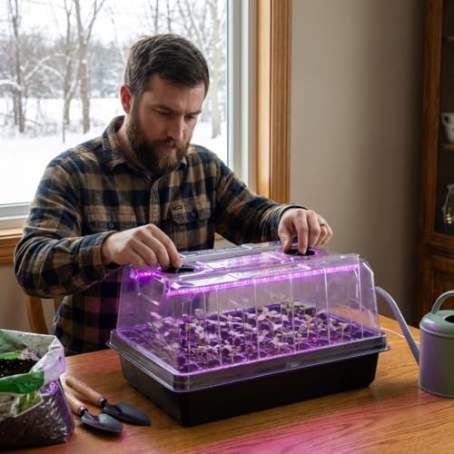 3 Pack Seed Starter Trays with Grow Lights (3p Trays+Domes+54 Cells+Lights)