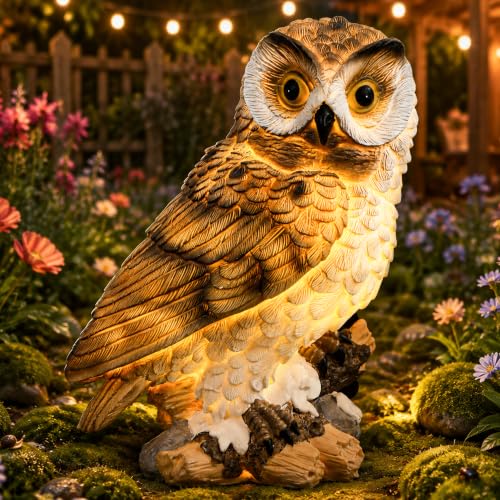 Solar Owl Garden Outdoor Statue (Owl)