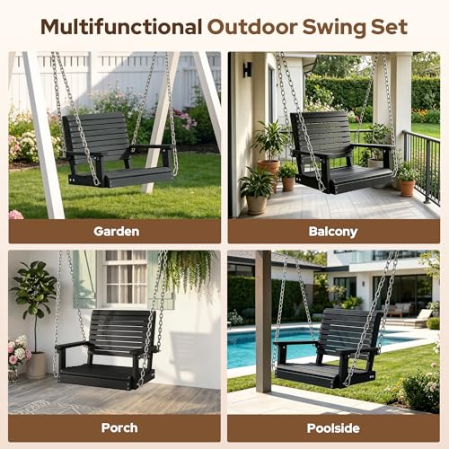 4 FT Single Porch Swing (Black / 1 Seat)