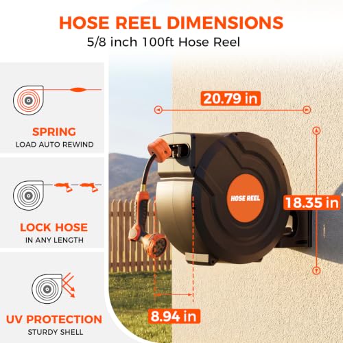 Upgraded Retractable Garden Hose Reel 5