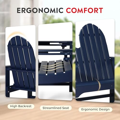 Outdoor Patio HDPE Adirondack Garden Skinny Bench (Navy Blue / 51.5IN)