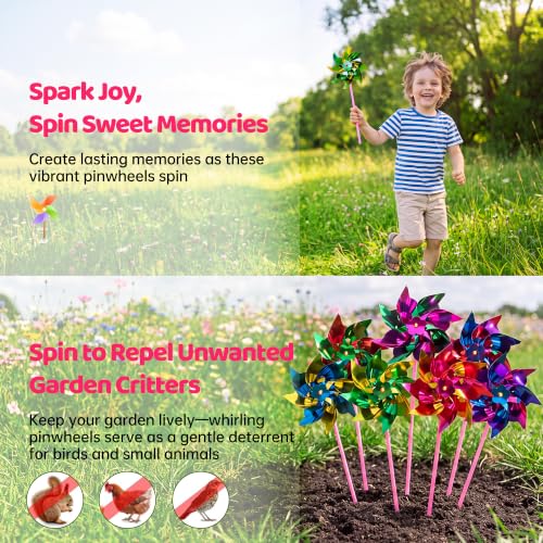 200 Pieces Plastic Rainbow Windmill Party Pinwheels DIY Pinwheel