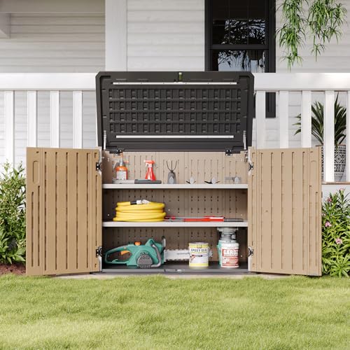 Outdoor Storage Cabinet 35 Cu.Ft 2 Shelves (Brown / 35 Cu.Ft)