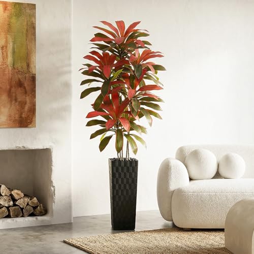Artificial Dracaena Tree (Burgundy – Black Pot / 7FT)