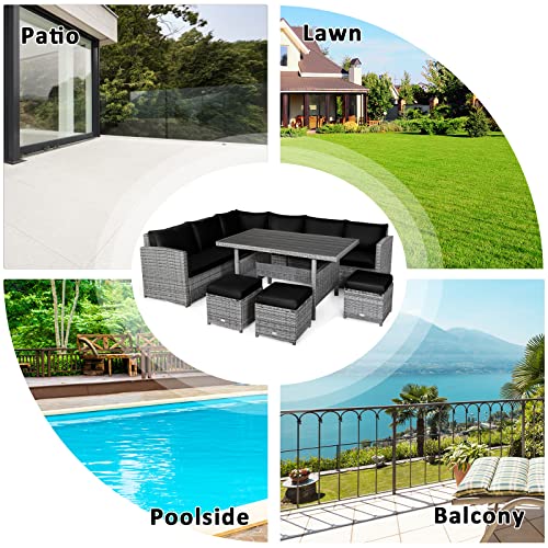 7 Pieces Patio Furniture Set (7 Pieces / Black)