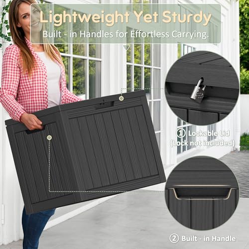 50 Gallon Outdoor Storage Box Waterproof Deck Box for Patio (Black / 50 Gallon)
