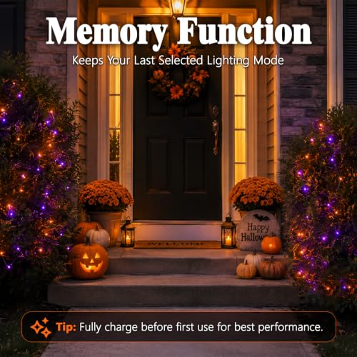 Halloween Solar String Lights Outdoor (Orange & Purle / 16.4ft)
