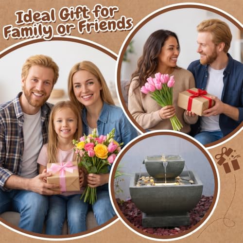 Small Modern Outdoor Water Fountain for Outdoor and Indoor Decor (15.55H-GRAY / 15.55h-gray)