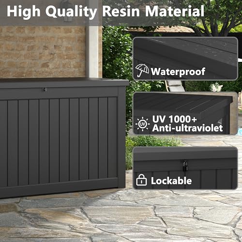 280 Gallon Outdoor Storage Box Waterproof Deck Box for Patio (Black / 280 Gallon)