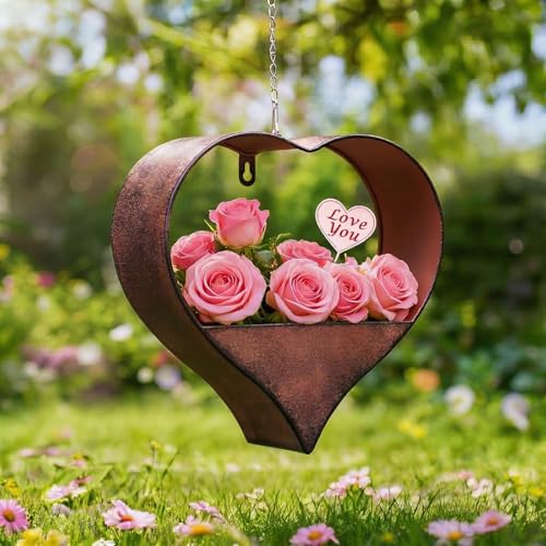 Heart Hanging Planter Metal Plant Hanger with Drainage Hole