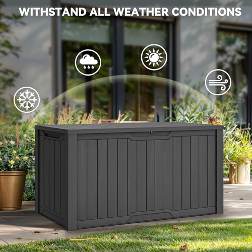 240 Gallon Extra Large Outdoor Storage Deck Box (Deck Box / 240 Gallon / Dark Gray)
