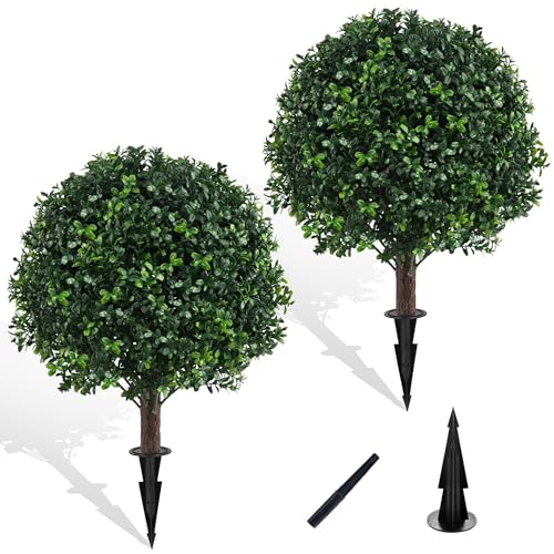 2 Pack UV Resistant Artificial Boxwood Plants Outdoor Topiary (Boxwood)