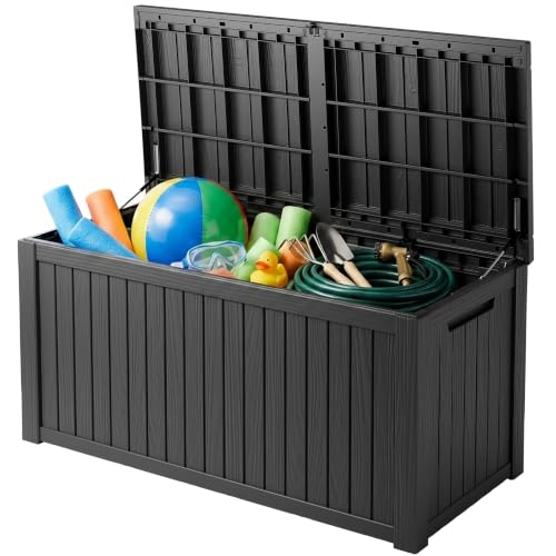 200 Gallon Deck Boxes Outdoor Waterproof (Black / 200 GAL)