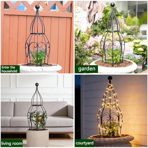 26” Metal Garden Obelisk Trellis Sturdy Support for Climbing Plants (26" x 7")
