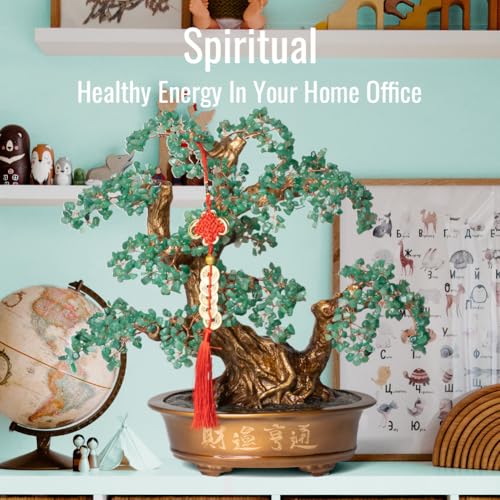 Green Aventurine Gemstone Crystal Bonsai Tree of Life（1