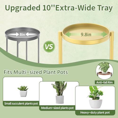 Plant Stand Indoor with 10 Inch Large Metal Tray (Warm Gold / 6 Tier)