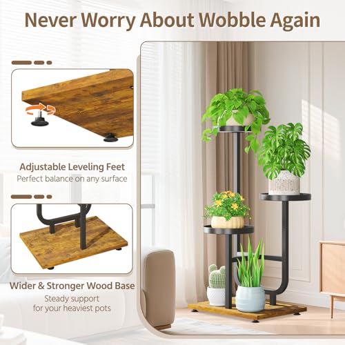 Plant Stand Shelf Tall for Indoor Corner (Classic Black / 3 Tier)