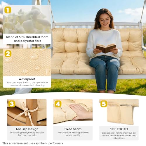 Porch Swing Cushions (Khaki / 60x40in)