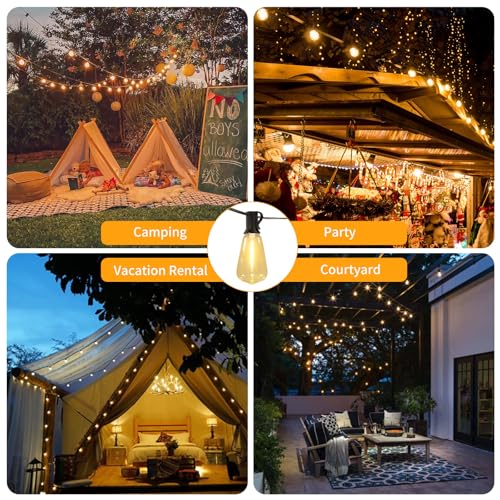 50FT Solar String Lights Outdoor Waterproof with Remote and 26 Shatterproof Edison Bulbs (50FT(25 Sockets))