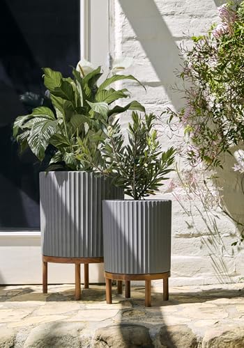 Demi Series Raised Duo Planters (Gray/Brown / Bundle - 2 Pack)