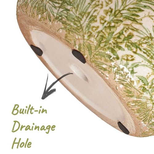 Cottage Ceramic Flower Pots with Decorative Saucer (Cottage Fern / 7.7 in - w/ Saucer)
