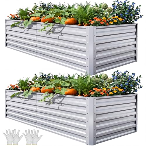 6x3x2ft 2pcs Large Raised Garden Bed Kit (Silver / 6x3x2ft 2pcs)
