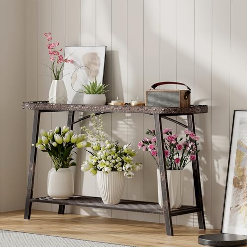 2 Tier Plant Stand Outdoor Indoor Metal Pland Stand (43 in T-Shaped)