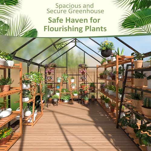 8x10 FT Walk in Polycarbonate Heavy Duty Greenhouse (8x10 FT)