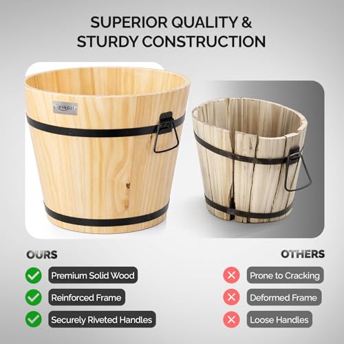 3 PCS Large Wooden Planter Barrel Set (Honey)