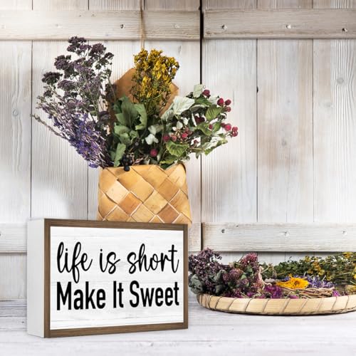 Life is Short Make it Sweet Wooden Box Sign Desk Decor (Life is Short Make it Sweet)