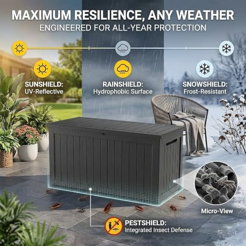 200 Gallon Deck Boxes Outdoor Waterproof (BLACK / 200 GAL NEW)
