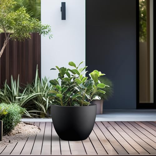 Black Concrete Planter 10.6" Tall All
