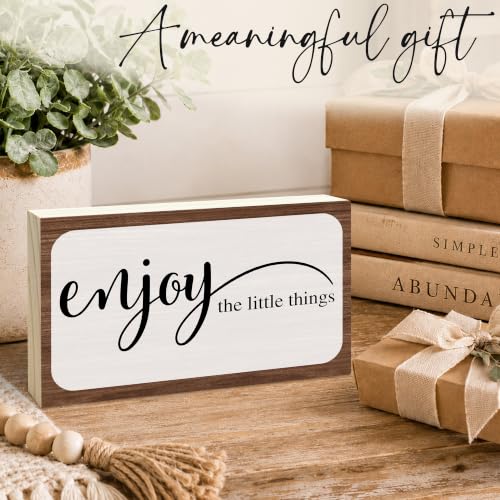 3x5 Inspirational Wooden Block Sign (Enjoy the Little Things-2)